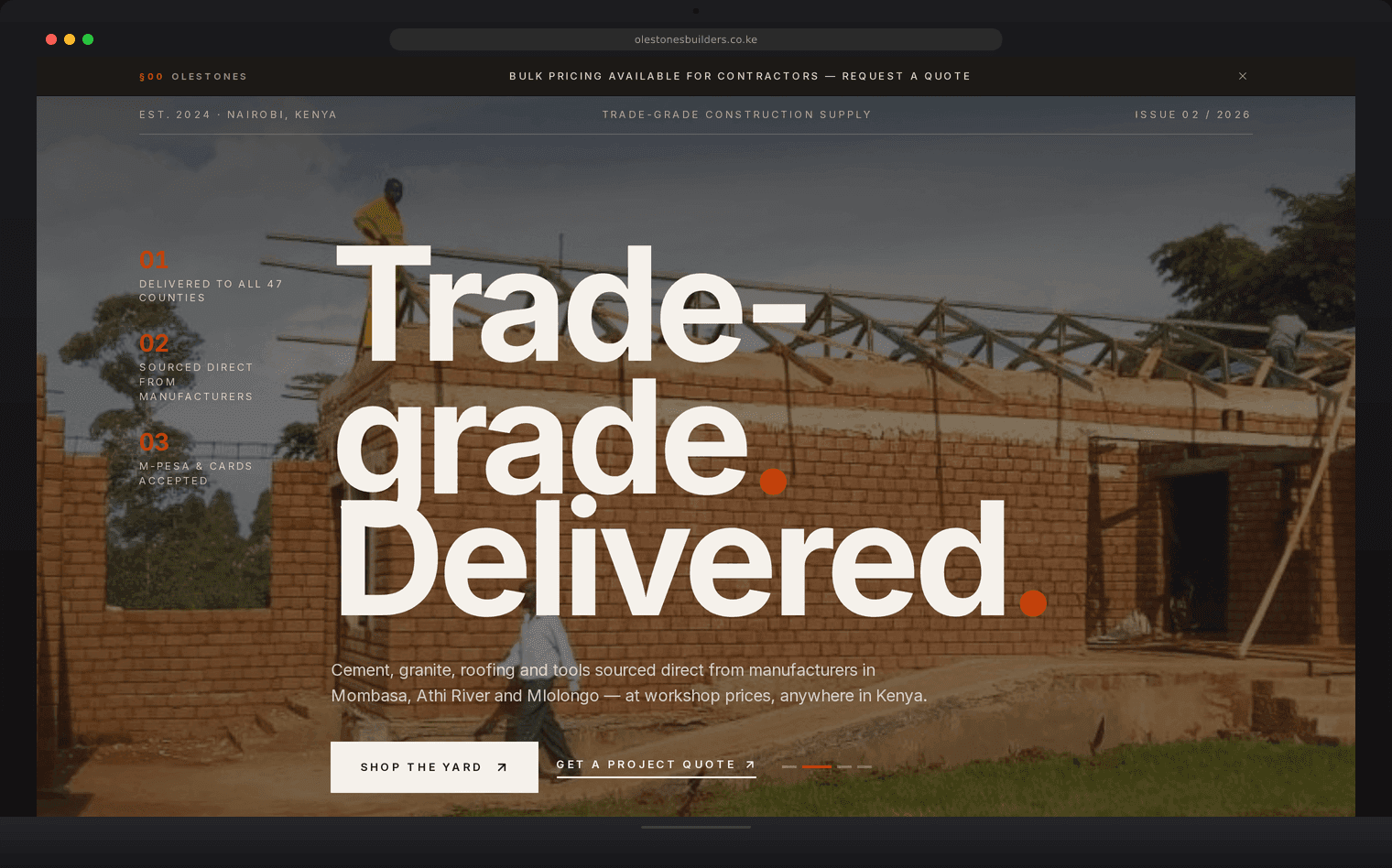 Olestones Builders — building-materials storefront