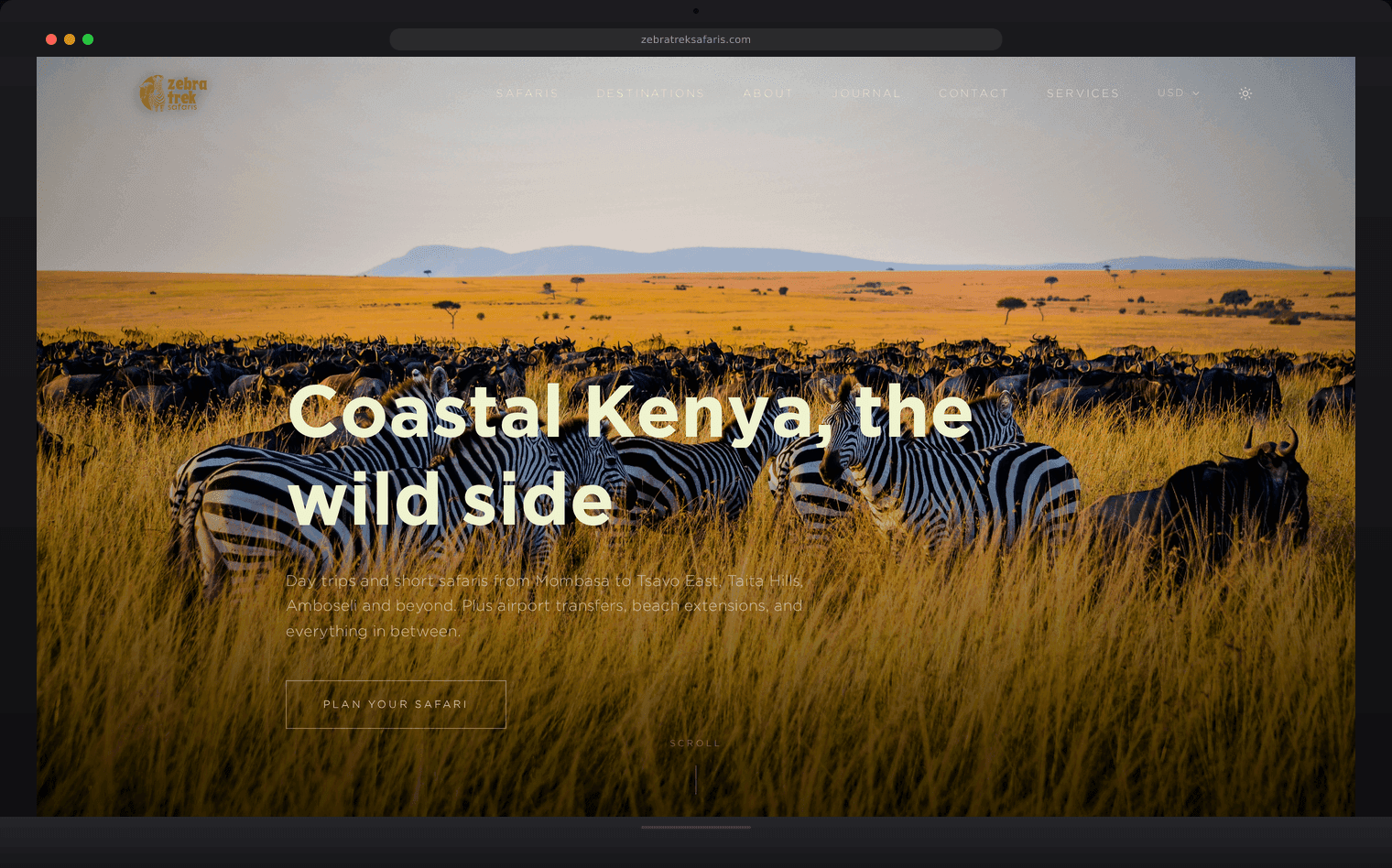 ZebraTrek Safaris — coastal Kenya tour operator site